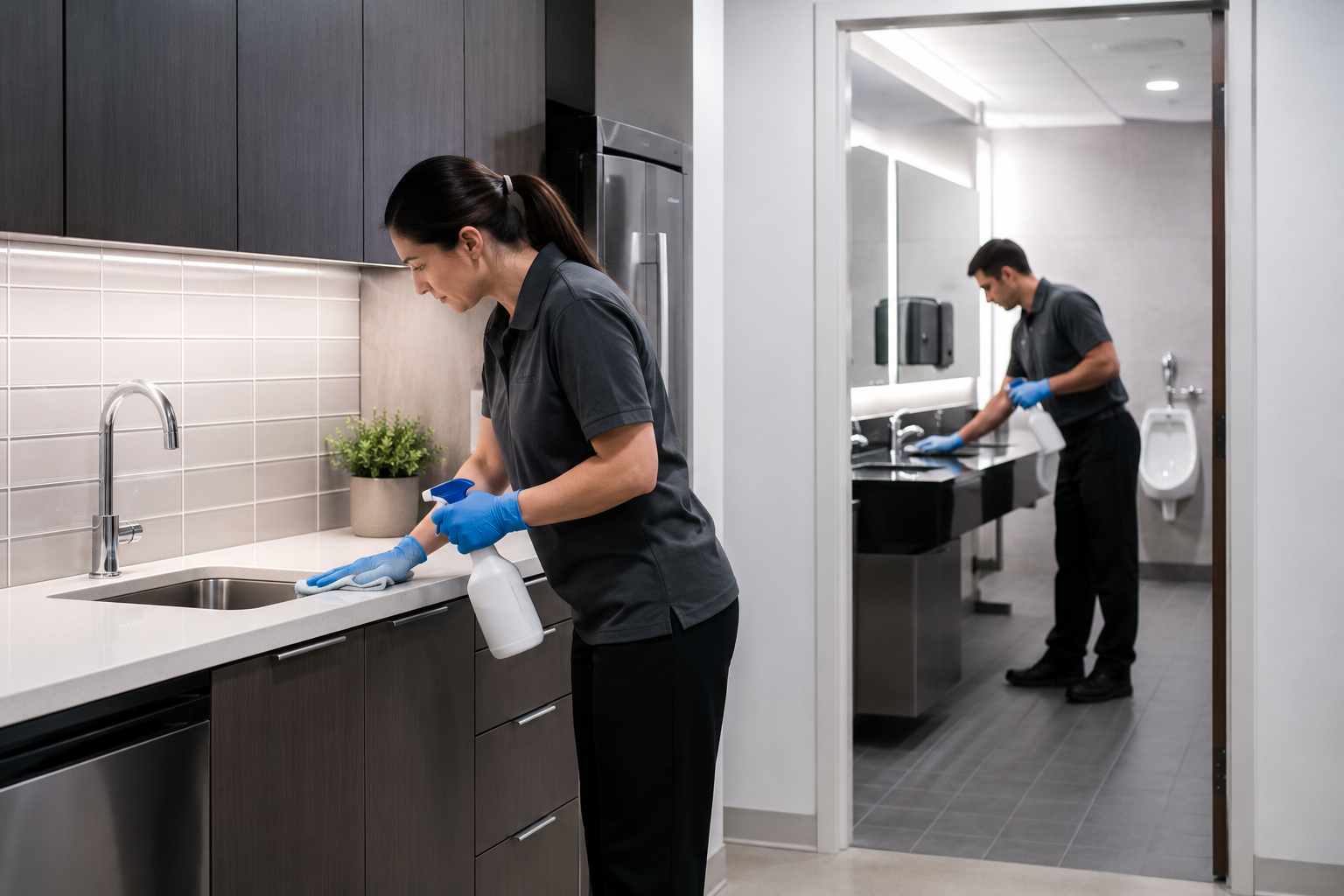 Execution of office and bathroom cleaning